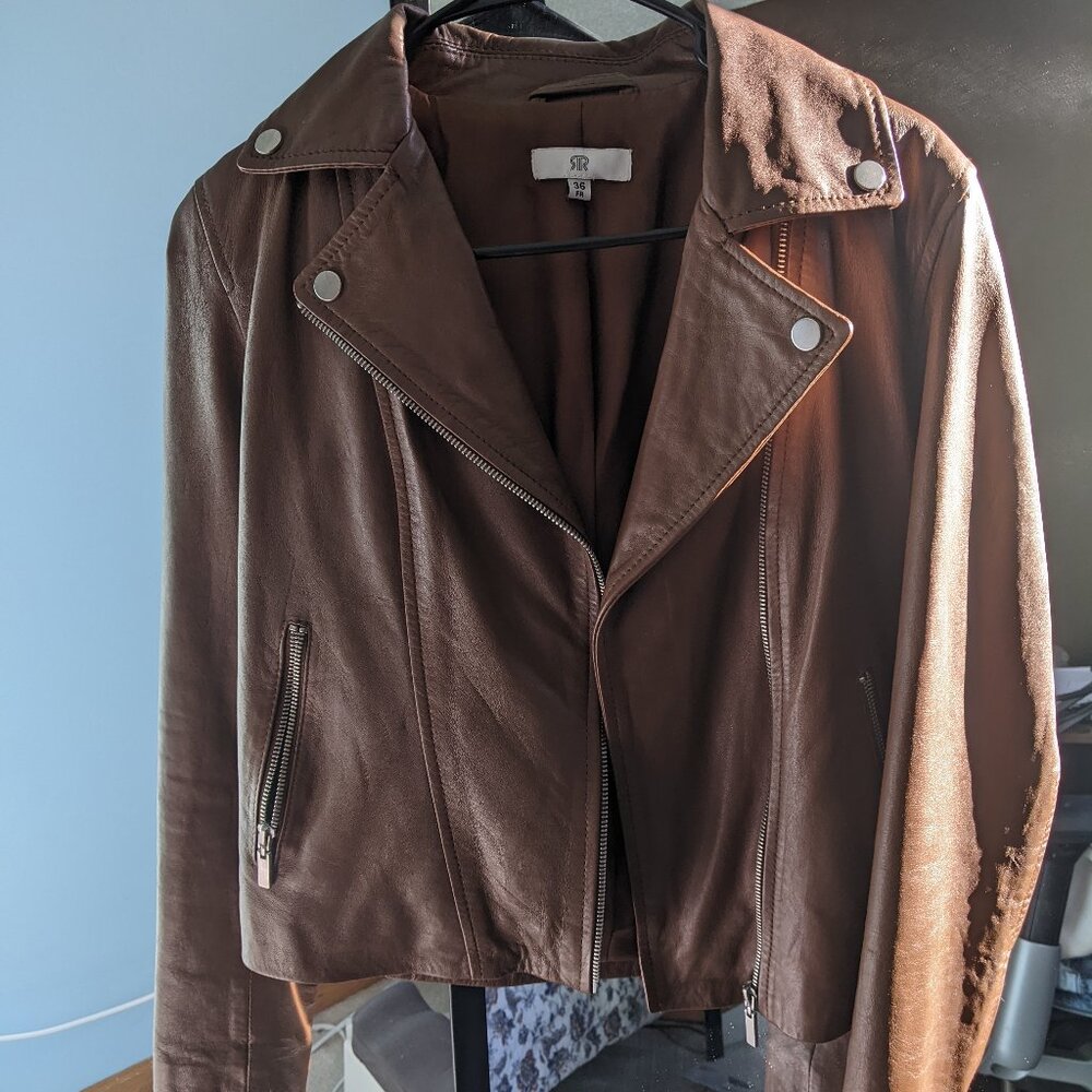 Brown leather jacket